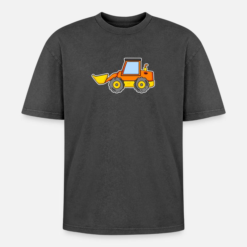Bagger Baustelle Baggerfahrer - Oversized Unisex Premium Acid-Washed T-Shirt - Schwarz Acid Wash