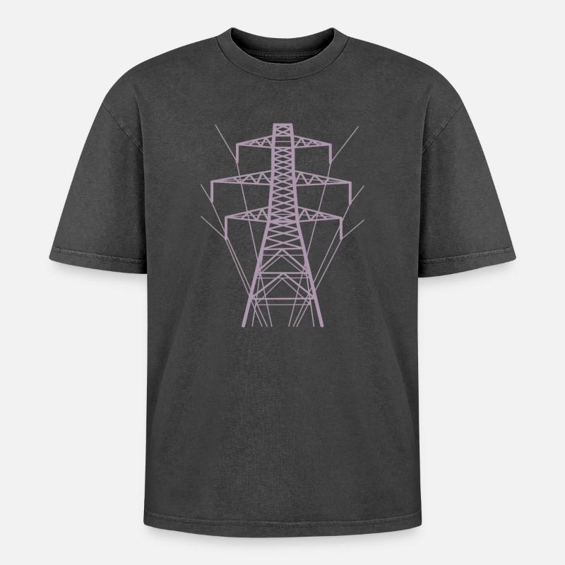 pole silhouette - Oversized Unisex Premium Acid-Washed T-Shirt - acid washed black