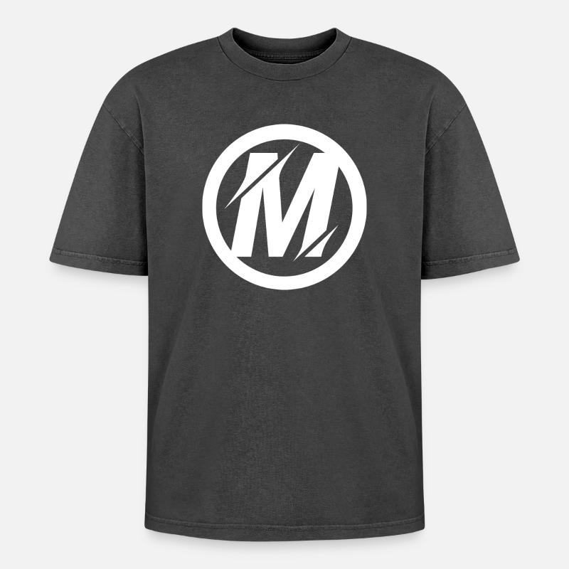 M Logo Artwork - Oversized Unisex Premium Acid-Washed T-Shirt - acid washed black