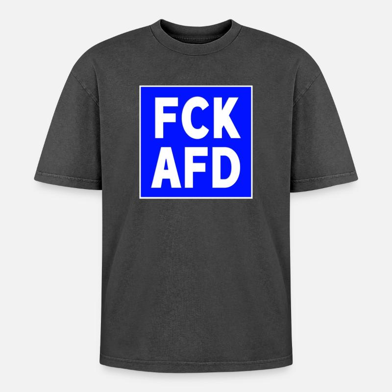 FCK AFD - Oversized Unisex Premium Acid-Washed T-Shirt - Schwarz Acid Wash