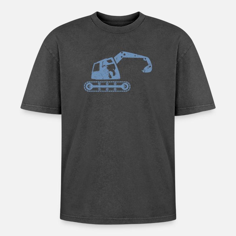 Bagger Baggerfahrer Baugeräteführer – - Oversized Unisex Premium Acid-Washed T-Shirt - Schwarz Acid Wash