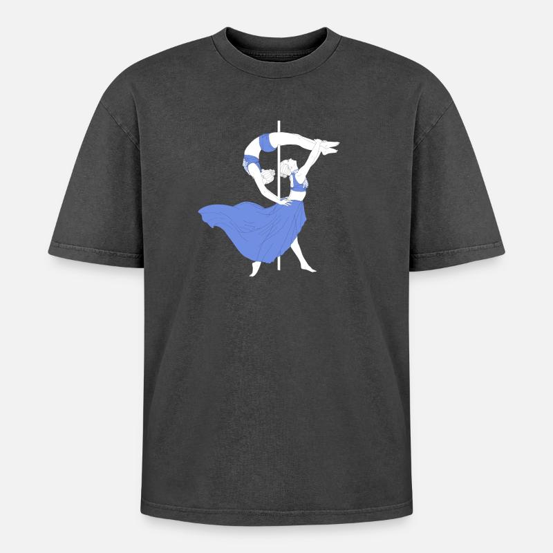 Pole Dance Blue Impression - T-shirt Premium unisexe oversize acid-washed - noir délavé acide