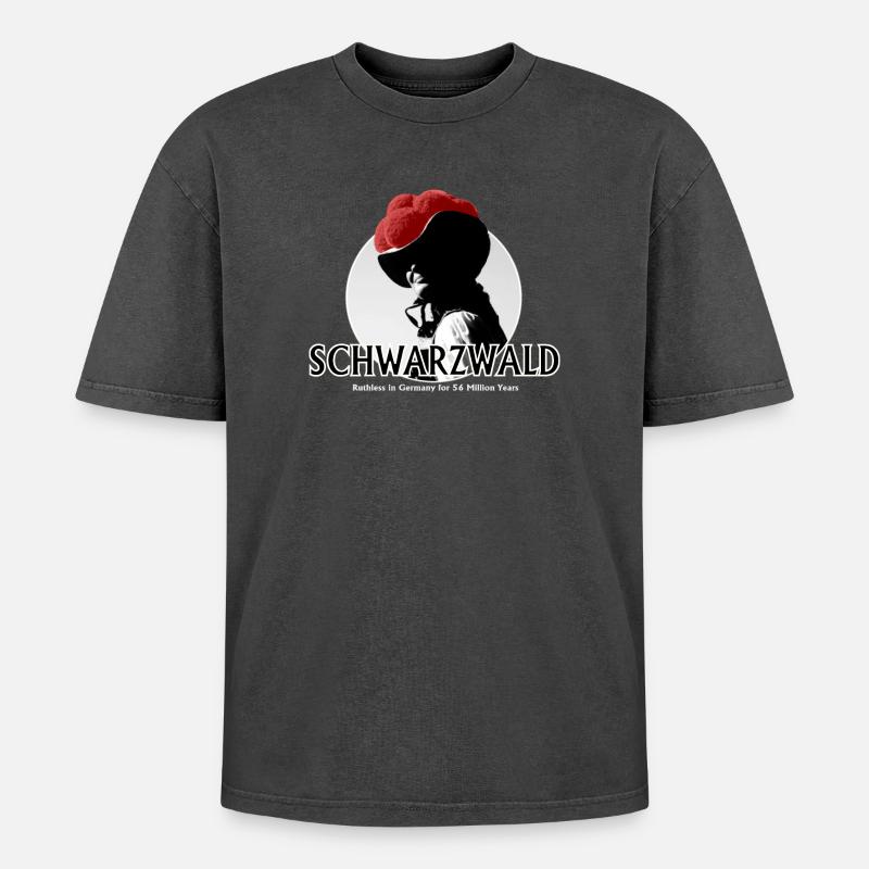 Schwarzwald Retro Silhouette - Oversized Unisex Premium Acid-Washed T-Shirt - Schwarz Acid Wash
