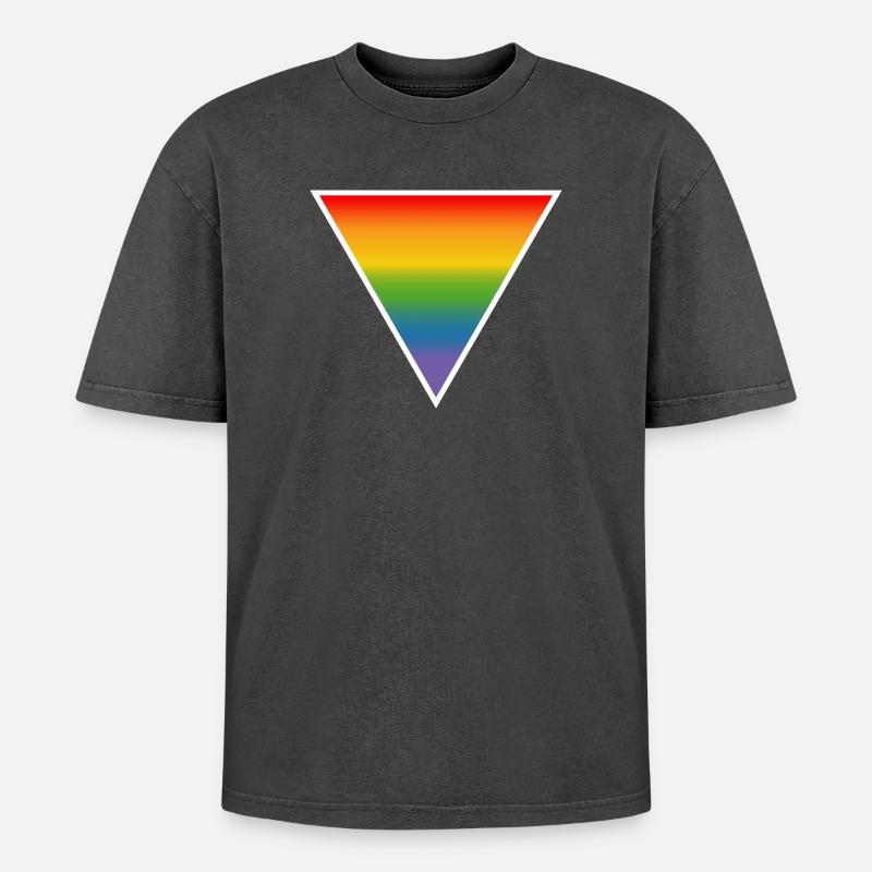 Rainbow LGBTQIA triangle white - Oversized Unisex Premium Acid-Washed T-Shirt - acid washed black