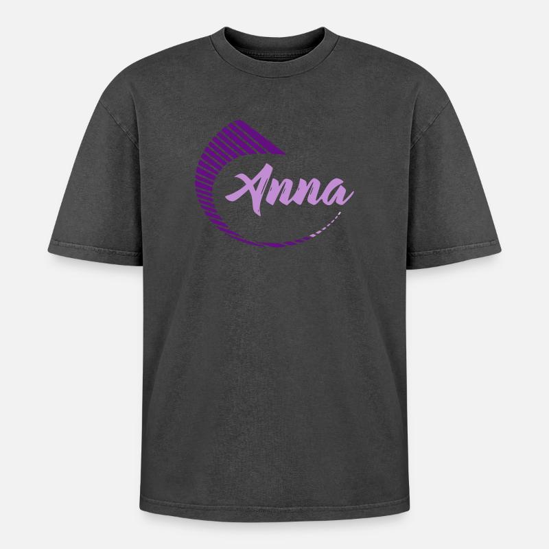 Anna - T-shirt Premium unisexe oversize acid-washed - noir délavé acide