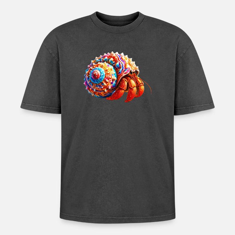 Hermit crab - Oversized Unisex Premium Acid-Washed T-Shirt - acid washed black