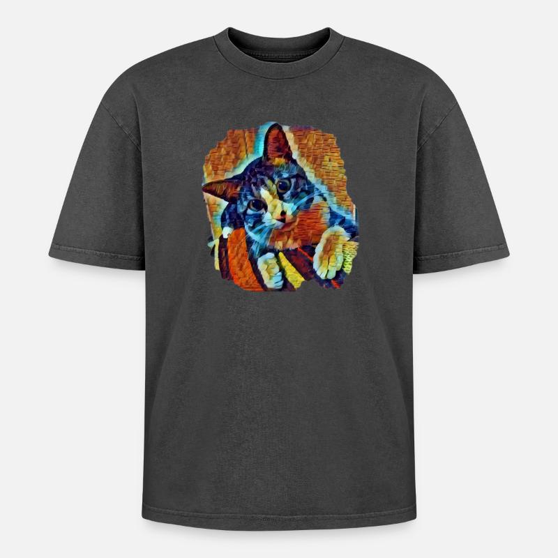 Lukas - Oversized Unisex Premium Acid-Washed T-Shirt - Schwarz Acid Wash