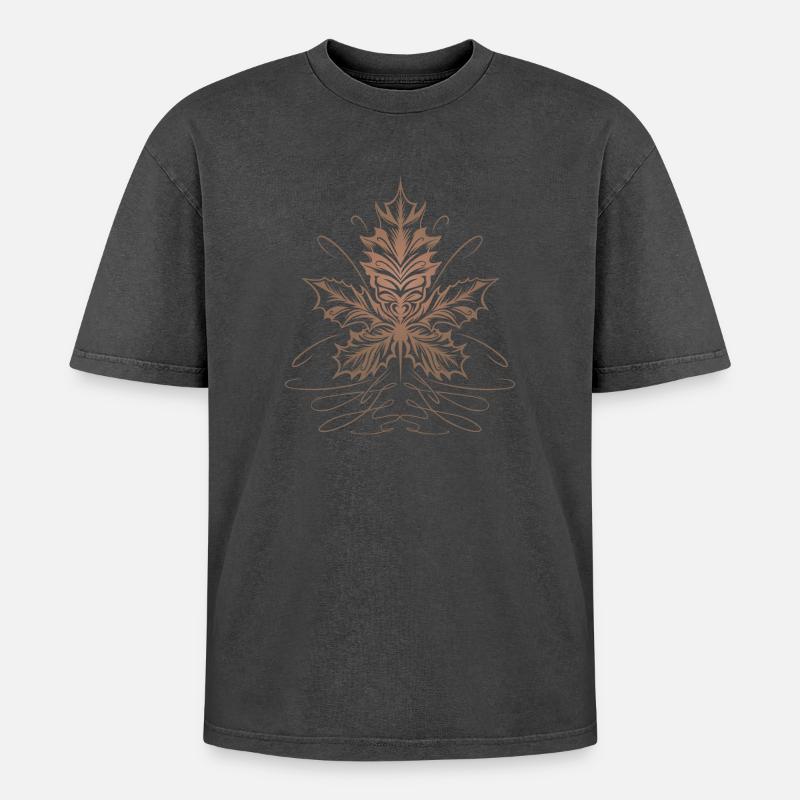 Feuille D’érable, Feuille, Feuillage, Automne - T-shirt Premium unisexe oversize acid-washed - noir délavé acide