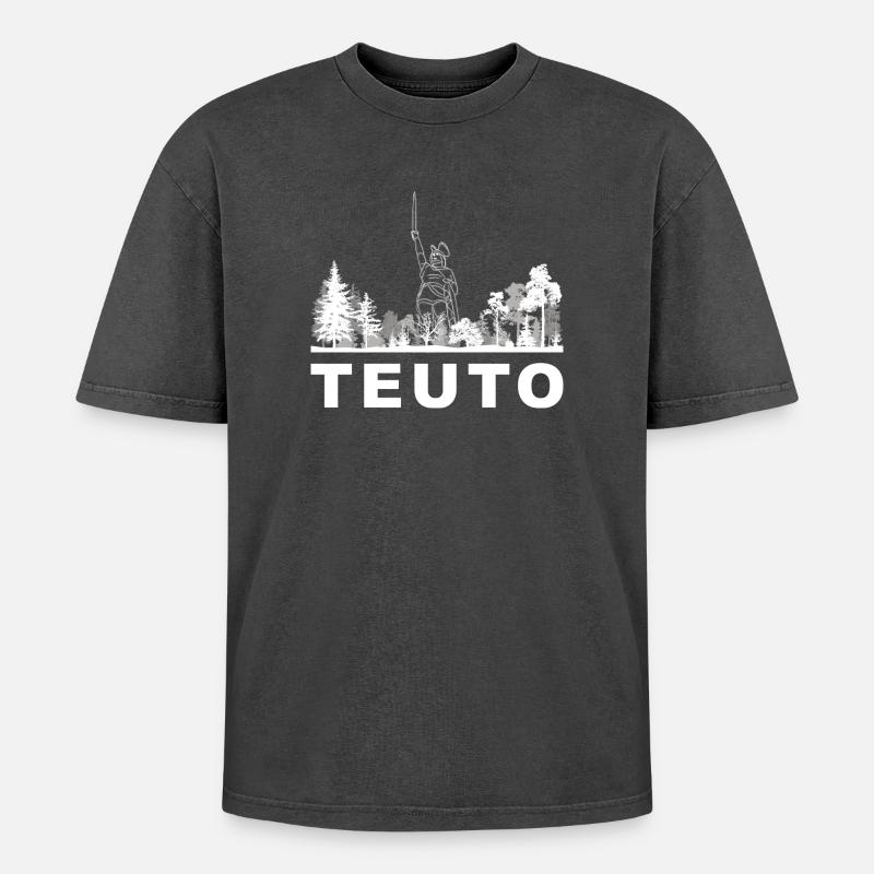 Teuto - Oversized Unisex Premium Acid-Washed T-Shirt - Schwarz Acid Wash
