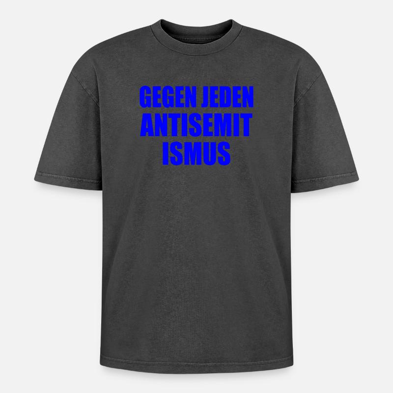 Gegen jeden antisemitismus - Oversized Unisex Premium Acid-Washed T-Shirt - Schwarz Acid Wash