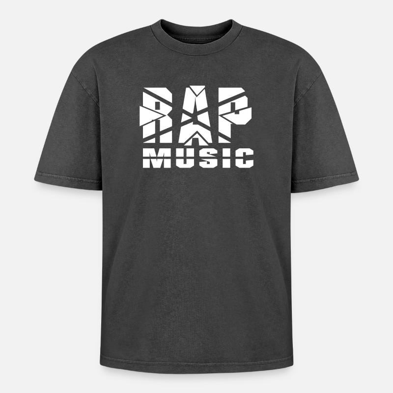 Conception de musique rap découpée - T-shirt Premium unisexe oversize acid-washed - noir délavé acide