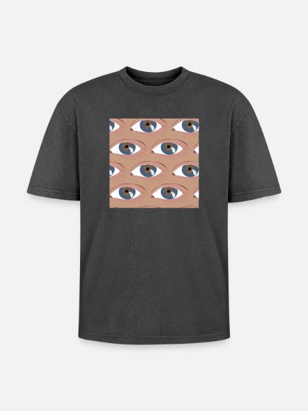 Les yeux alignés - T-shirt Premium unisexe oversize acid-washed - noir délavé acide
