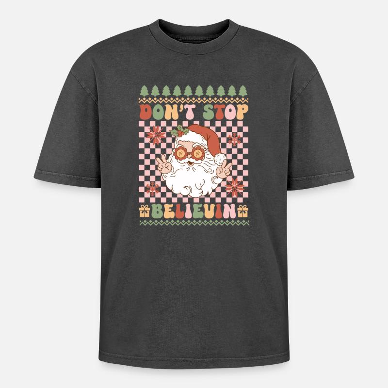 Hässlicher Weihnachtspullover - Oversized Unisex Premium Acid-Washed T-Shirt - Schwarz Acid Wash