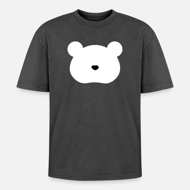 Ours blanc - T-shirt Premium unisexe oversize acid-washed - noir délavé acide
