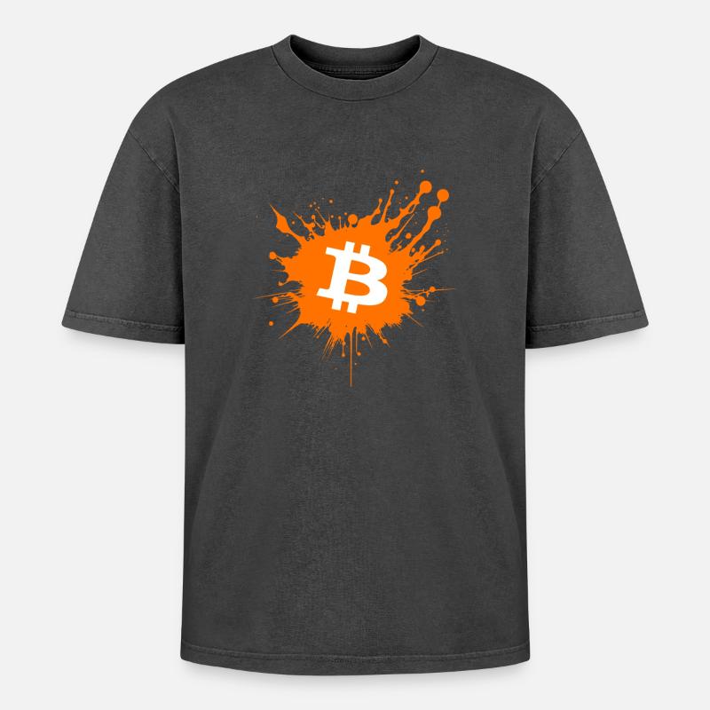 Bitcoin Crypto Cryptocurrency Splash - T-shirt Premium unisexe oversize acid-washed - noir délavé acide