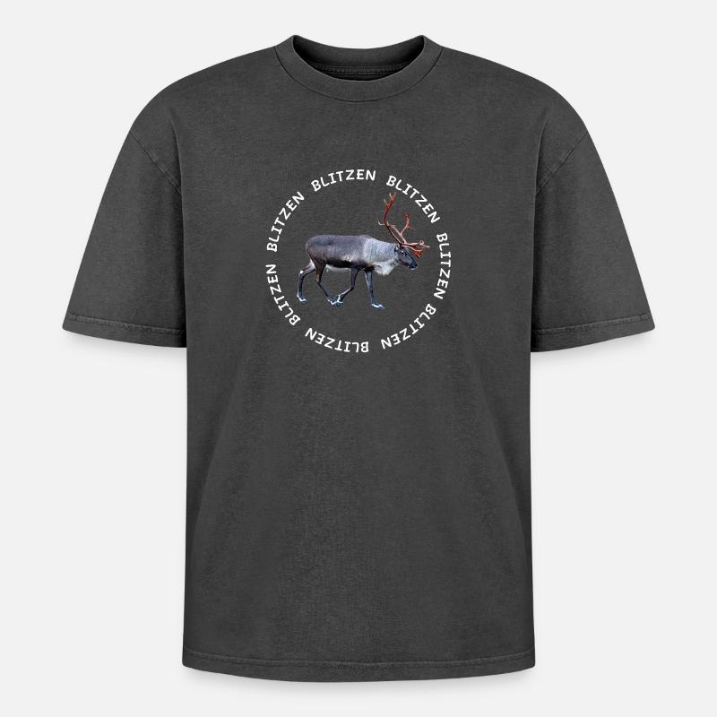 BLITZEN - Oversized Unisex Premium Acid-Washed T-Shirt - Schwarz Acid Wash