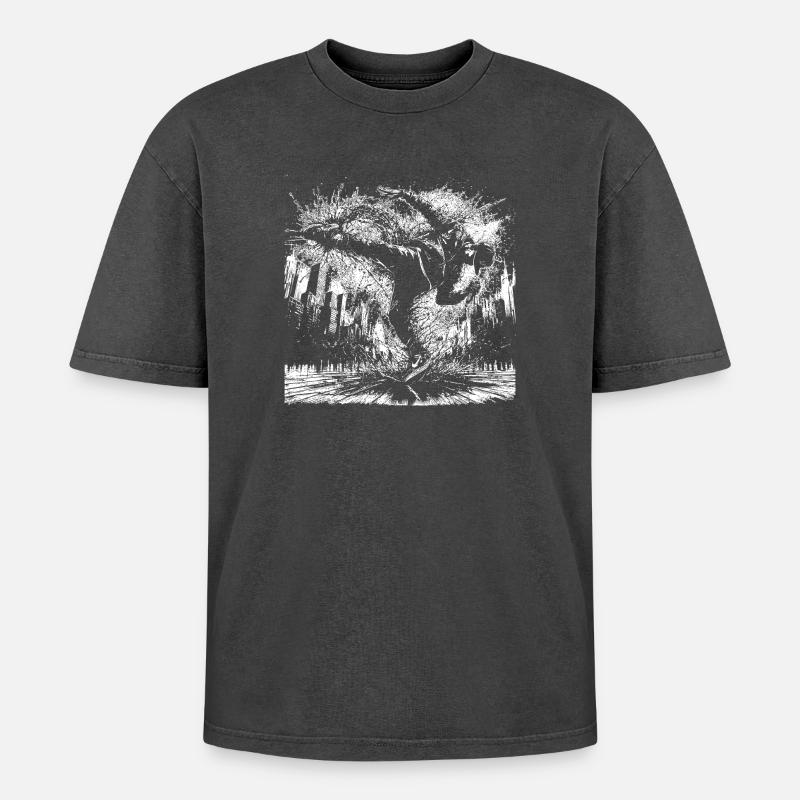 BREAKDANCE - Oversized Unisex Premium Acid-Washed T-Shirt - Schwarz Acid Wash