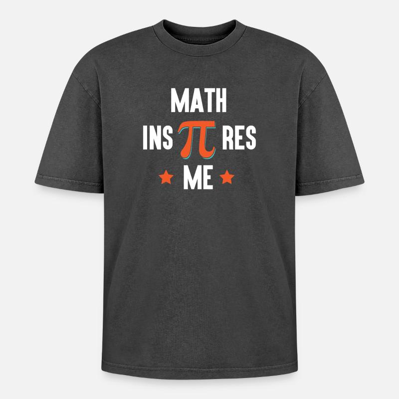 Pi Day - Math Inspires Me - Oversized Unisex Premium Acid-Washed T-Shirt - acid washed black