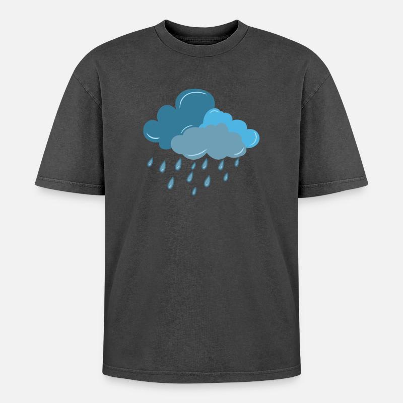 Cloud, Rain, Thunderstorm - Oversized Unisex Premium Acid-Washed T-Shirt - acid washed black