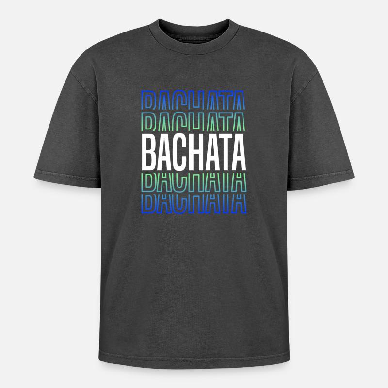 Bachata Lettering for Sensual Dancing - Oversized Unisex Premium Acid-Washed T-Shirt - acid washed black