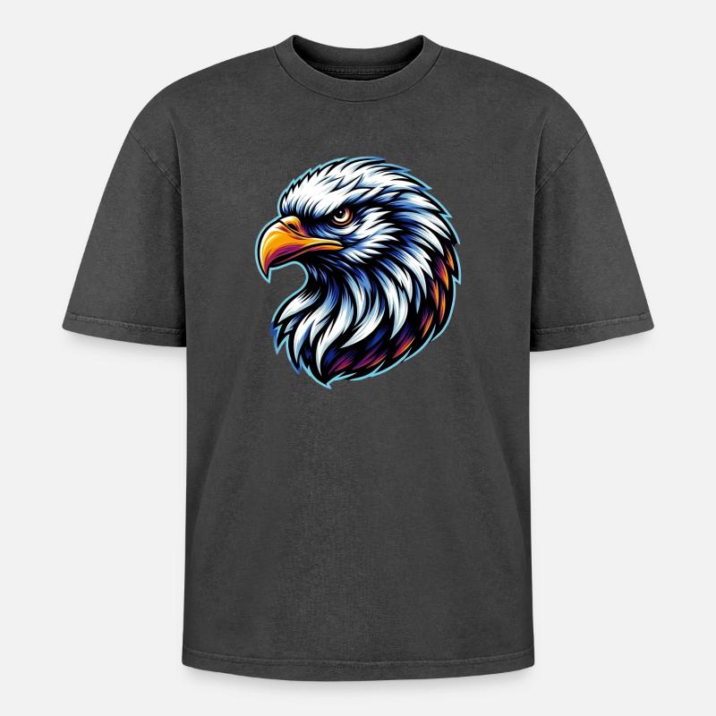 Bald Eagle - Oversized Unisex Premium Acid-Washed T-Shirt - acid washed black