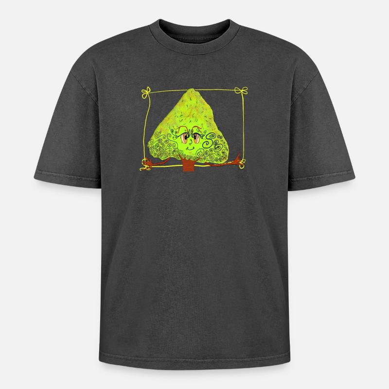 Fantastic Tree with Sprinkles - Oversized Unisex Premium Acid-Washed T-Shirt - acid washed black