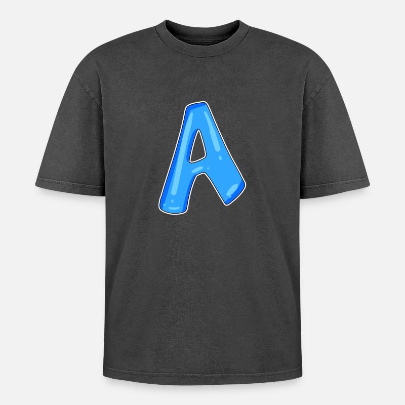 point A Point initial - T-shirt Premium unisexe oversize acid-washed - noir délavé acide