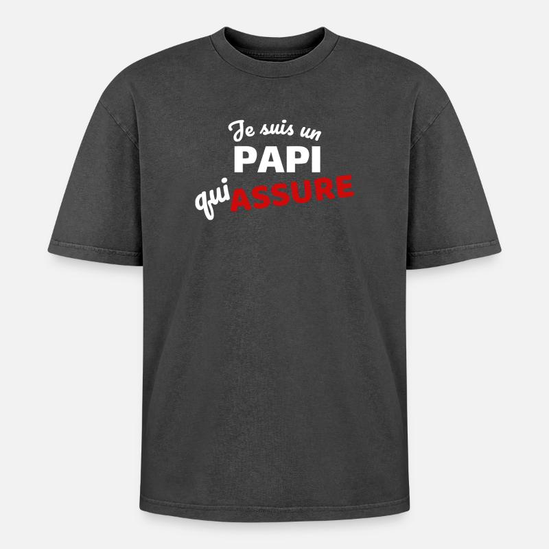 Expression affirmée de paternité - T-shirt Premium unisexe oversize acid-washed - noir délavé acide