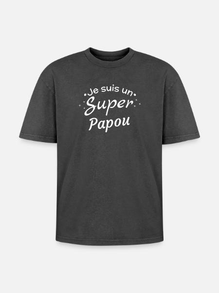 I'm a Super Papuan - Oversized Unisex Premium Acid-Washed T-Shirt - acid washed black