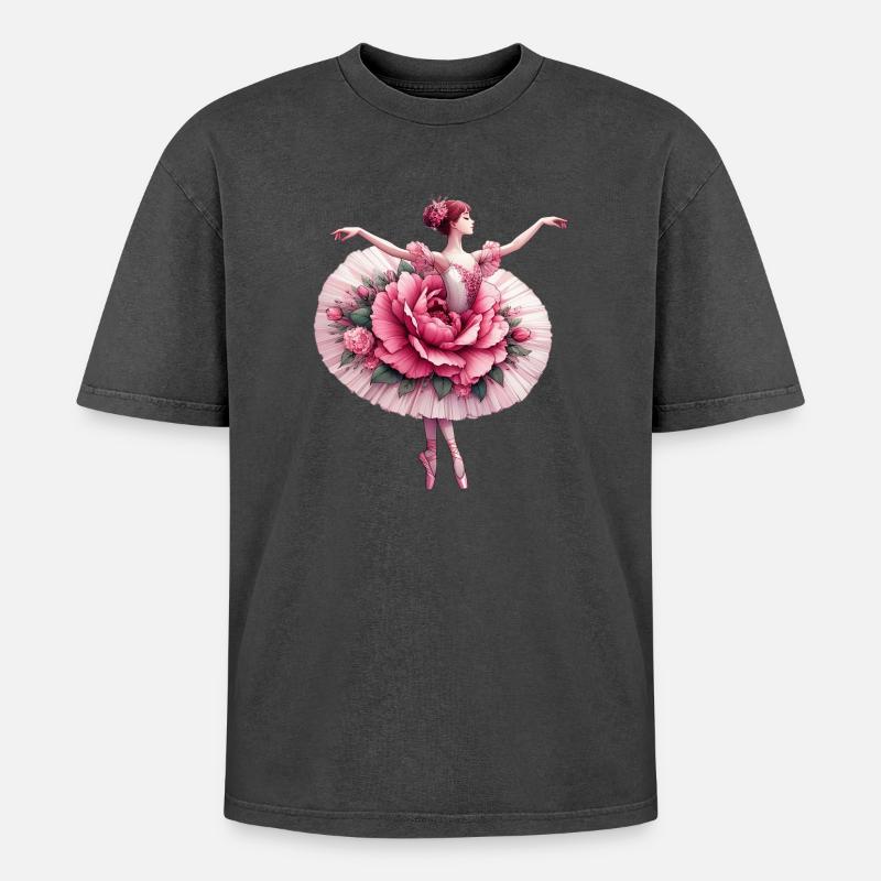 Balletttänzerin mit Tutu - Oversized Unisex Premium Acid-Washed T-Shirt - Schwarz Acid Wash