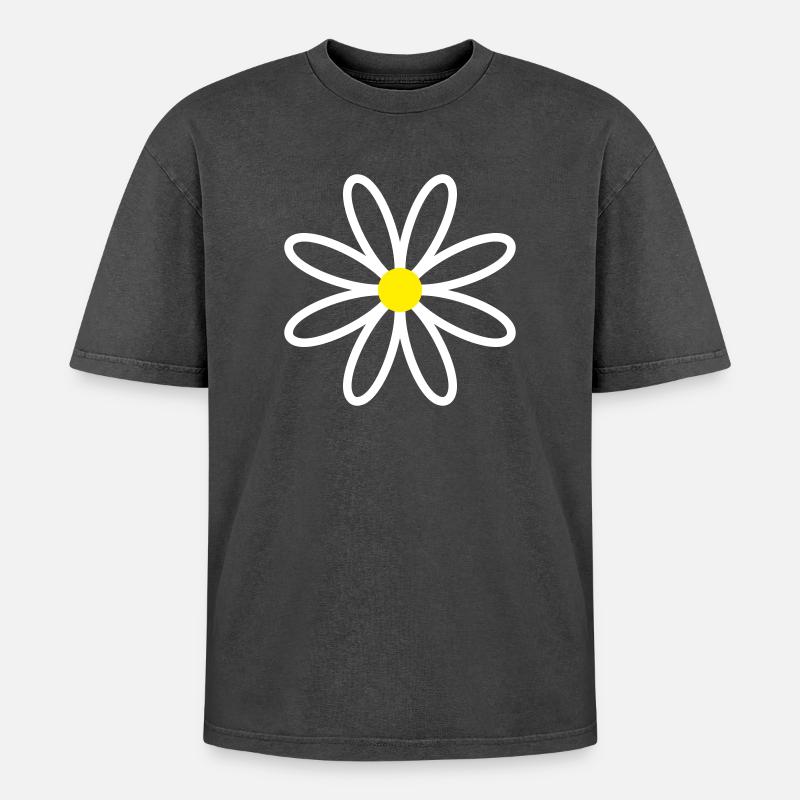 Daisy Gänseblümchen - Oversized Unisex Premium Acid-Washed T-Shirt - Schwarz Acid Wash