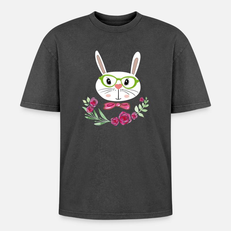 Easter Bunny Easter - Oversized Unisex Premium Acid-Washed T-Shirt - acid washed black