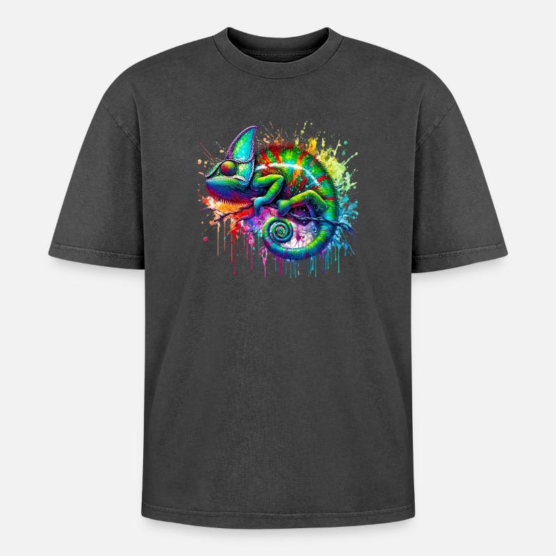 Caméléon - T-shirt Premium unisexe oversize acid-washed - noir délavé acide