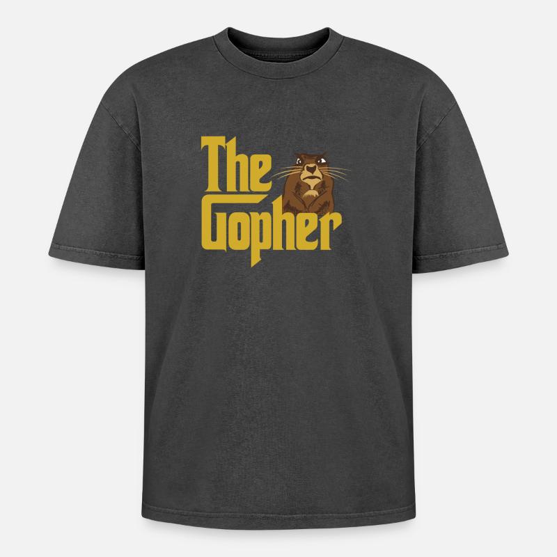The Gopher - Oversized Unisex Premium Acid-Washed T-Shirt - acid washed black