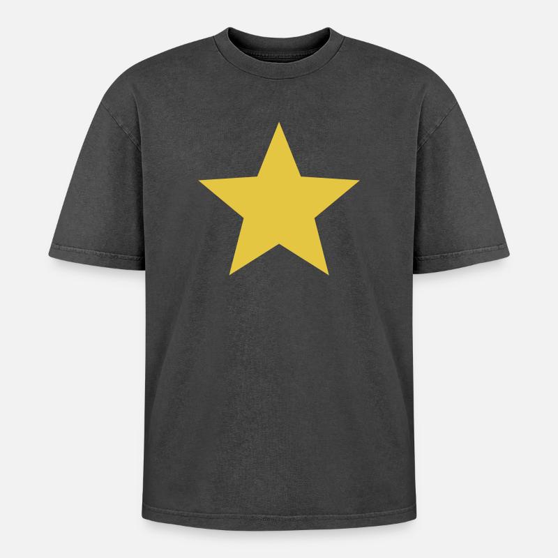 Star - Oversized Unisex Premium Acid-Washed T-Shirt - acid washed black