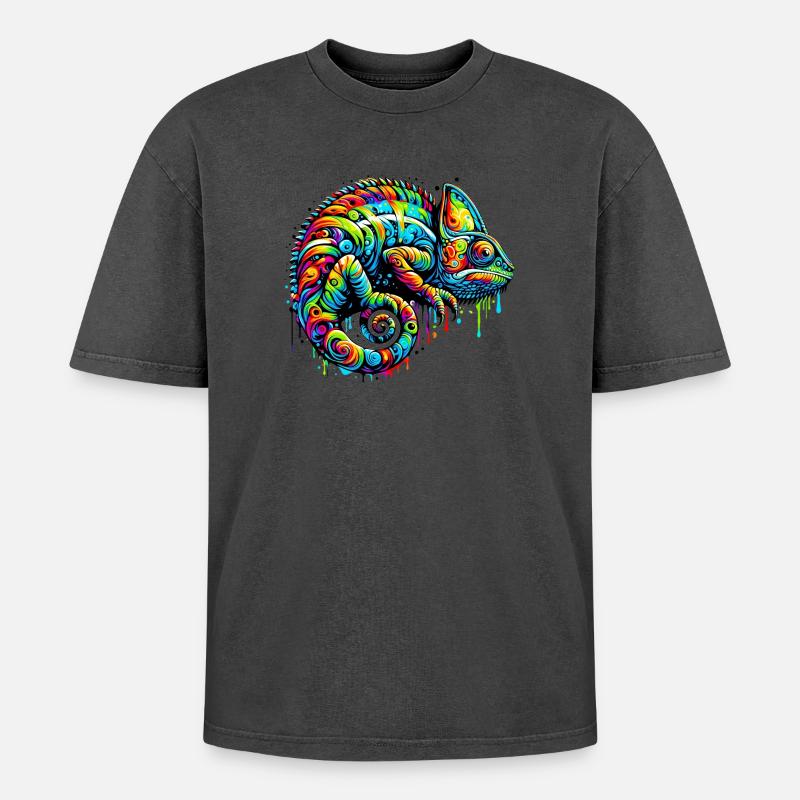 Caméléon - T-shirt Premium unisexe oversize acid-washed - noir délavé acide