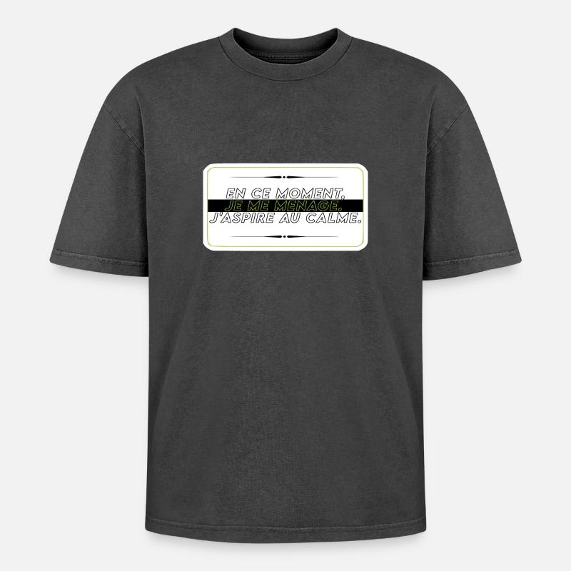 I take it easy - Oversized Unisex Premium Acid-Washed T-Shirt - acid washed black
