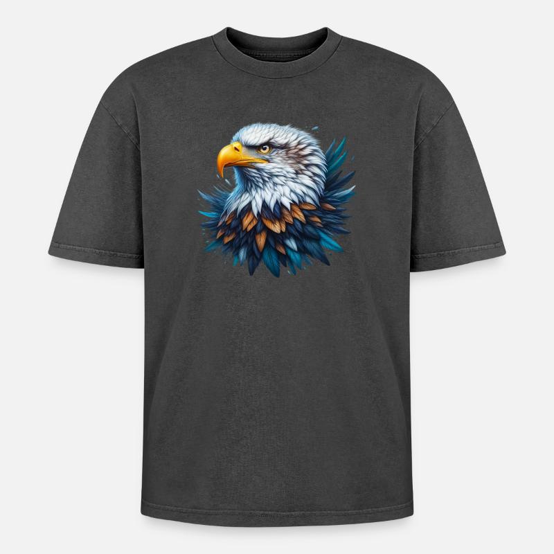 Eagle - Oversized Unisex Premium Acid-Washed T-Shirt - acid washed black