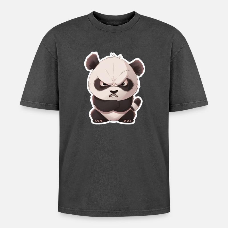 Mignon bébé panda panda cassé - T-shirt Premium unisexe oversize acid-washed - noir délavé acide