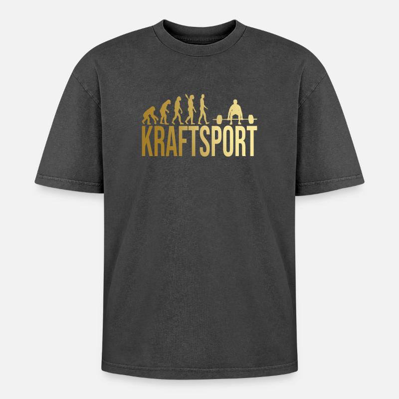 Evolution Kraftsport - Oversized Unisex Premium Acid-Washed T-Shirt - Schwarz Acid Wash