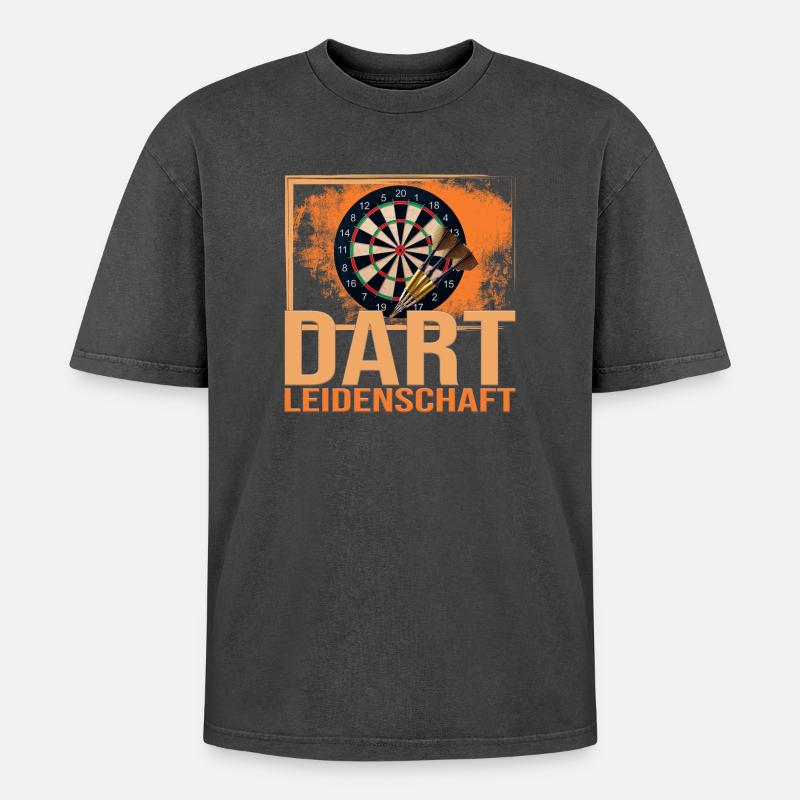 Dart Leidenschaft - Oversized Unisex Premium Acid-Washed T-Shirt - Schwarz Acid Wash