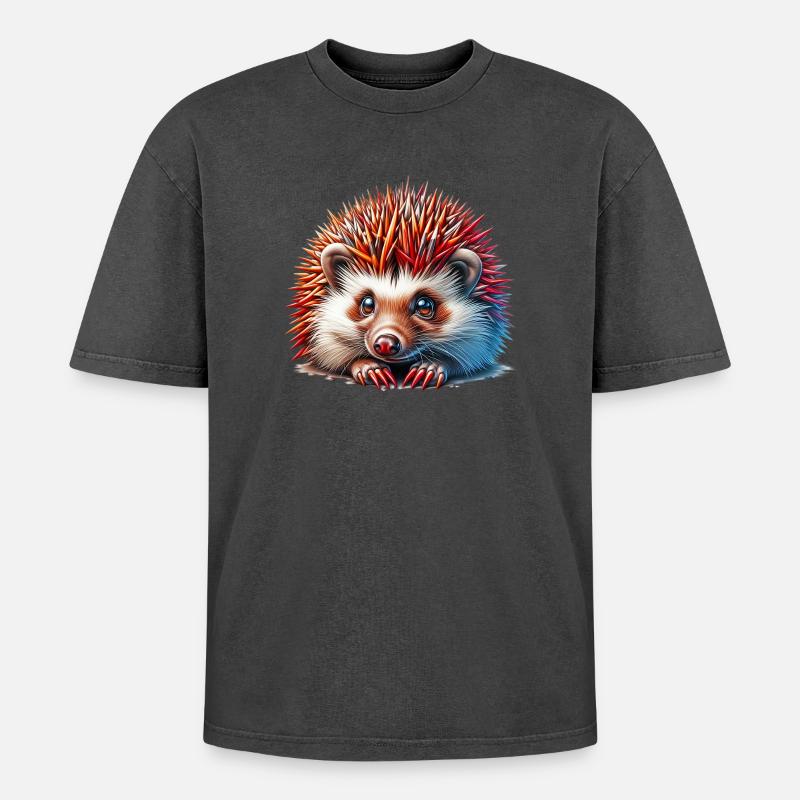 Igel - Oversized Unisex Premium Acid-Washed T-Shirt - Schwarz Acid Wash