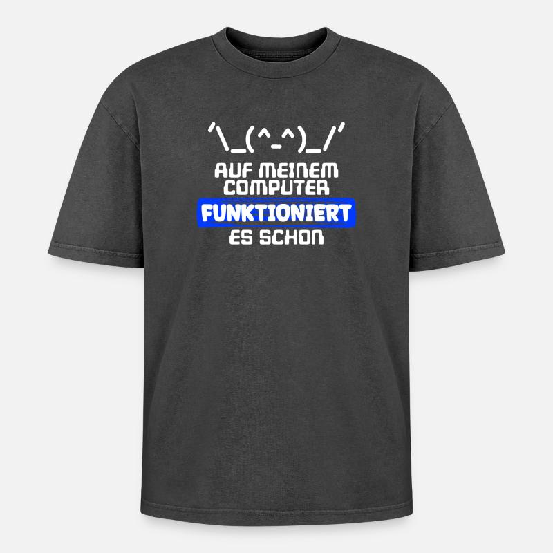 Computer Developer Softwareentwickler Statement - Oversized Unisex Premium Acid-Washed T-Shirt - Schwarz Acid Wash