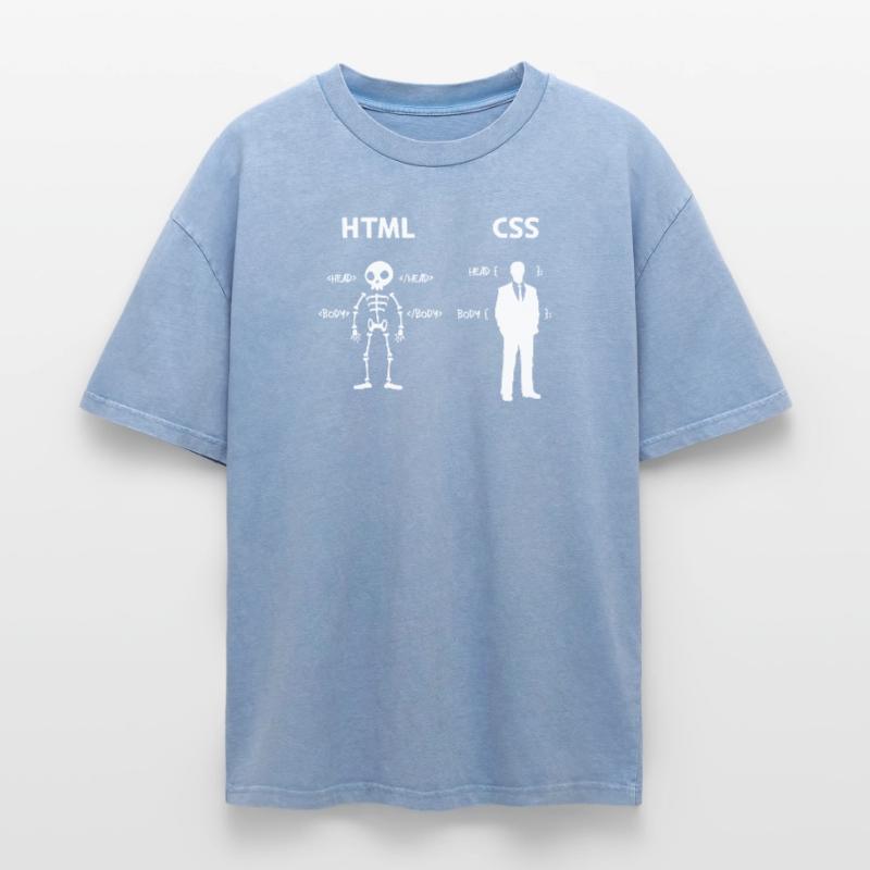 Code Css C++ Php Java Developer Code Scripting Oversized Unisex Premium Acid-Washed T-Shirt