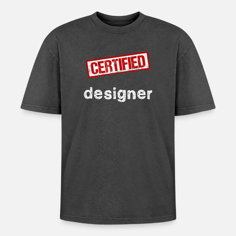 Designer - Oversized Unisex Premium Acid-Washed T-Shirt - Schwarz Acid Wash