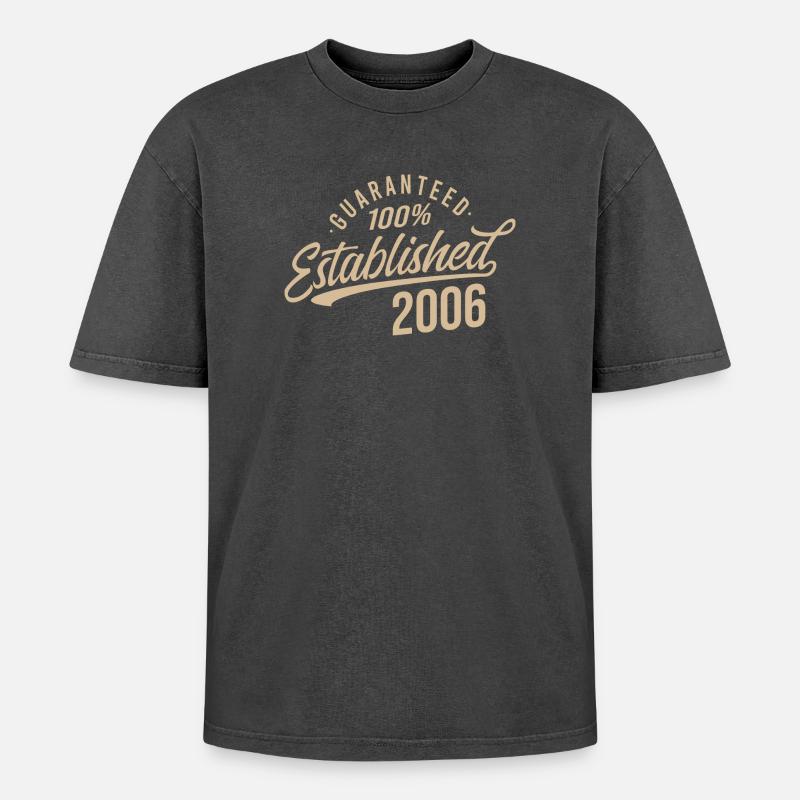 100% Established in 2006 - Oversized Unisex Premium Acid-Washed T-Shirt - Schwarz Acid Wash