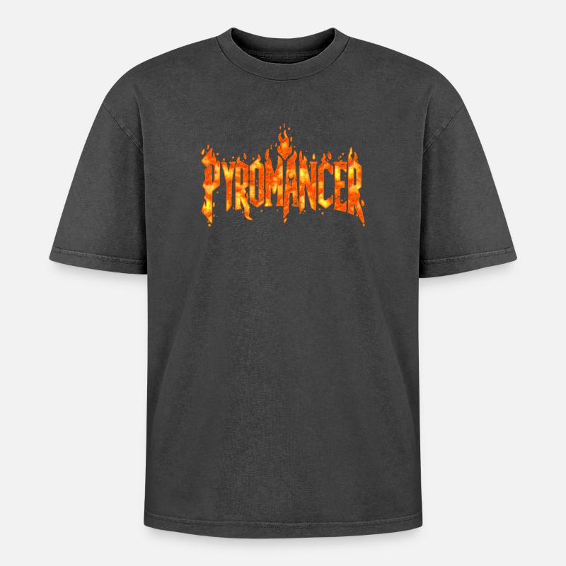 Pyromancer - Oversized Unisex Premium Acid-Washed T-Shirt - acid washed black