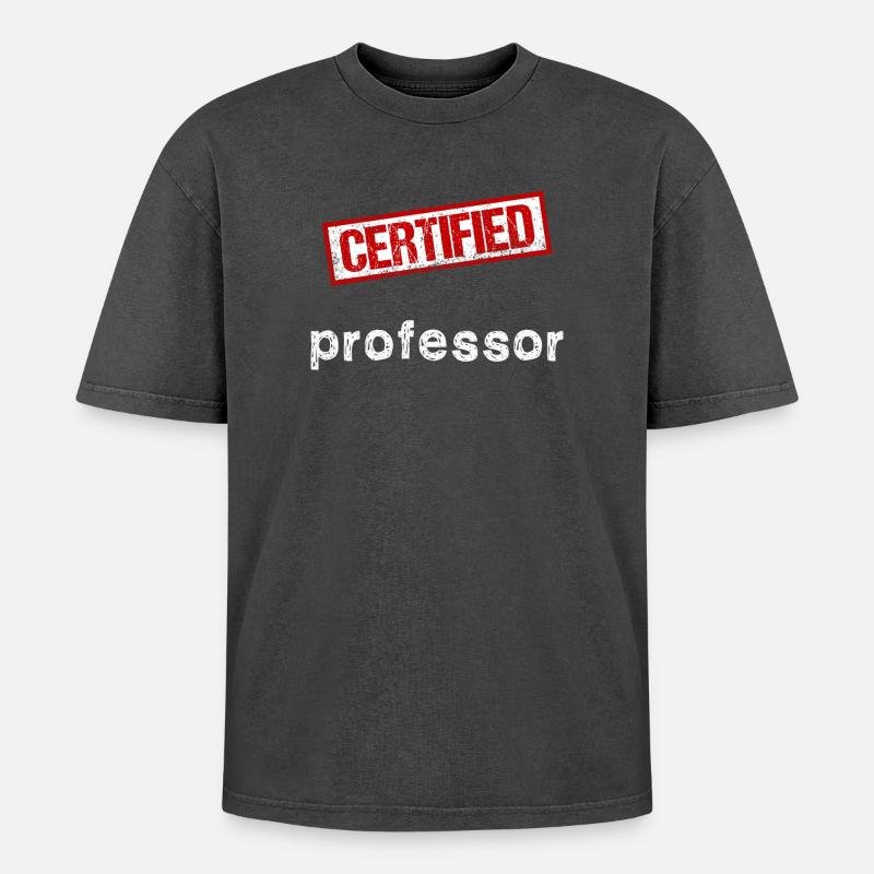 Professor - Oversized Unisex Premium Acid-Washed T-Shirt - Schwarz Acid Wash