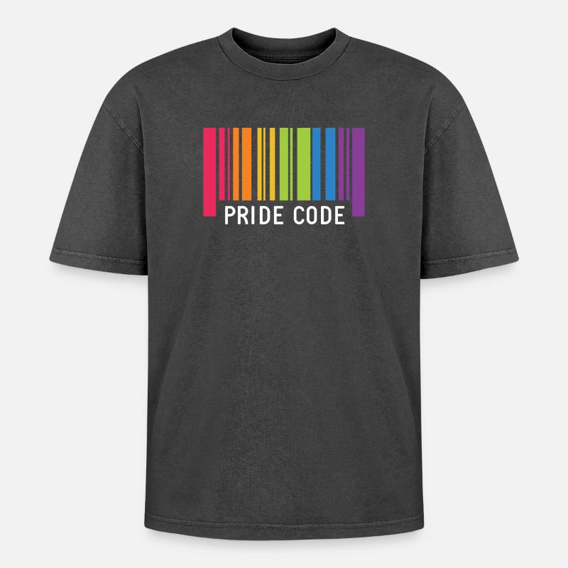 LGBT Pride Monat - Pride Code - Oversized Unisex Premium Acid-Washed T-Shirt - Schwarz Acid Wash