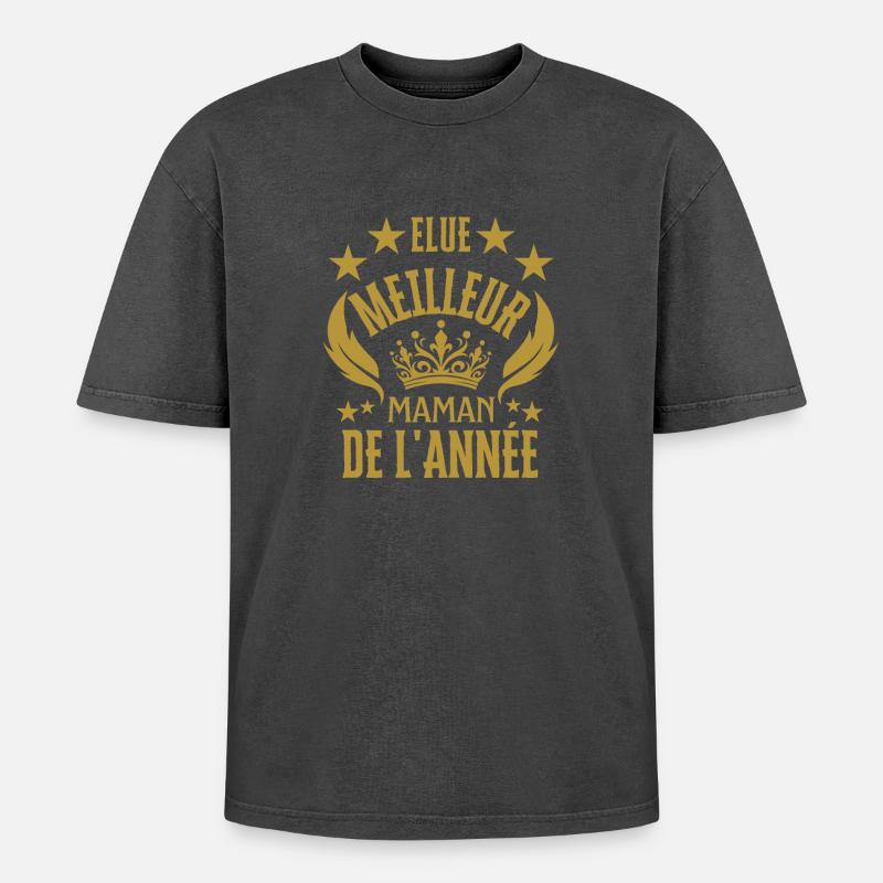 Beste Mutter des Jahres - Oversized Unisex Premium Acid-Washed T-Shirt - Schwarz Acid Wash